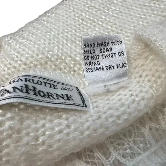 Vintage Charlotte VanHorne Cream Sweater Medium‎ Lace Pearl Embellished 80s - Picture 8 of 9